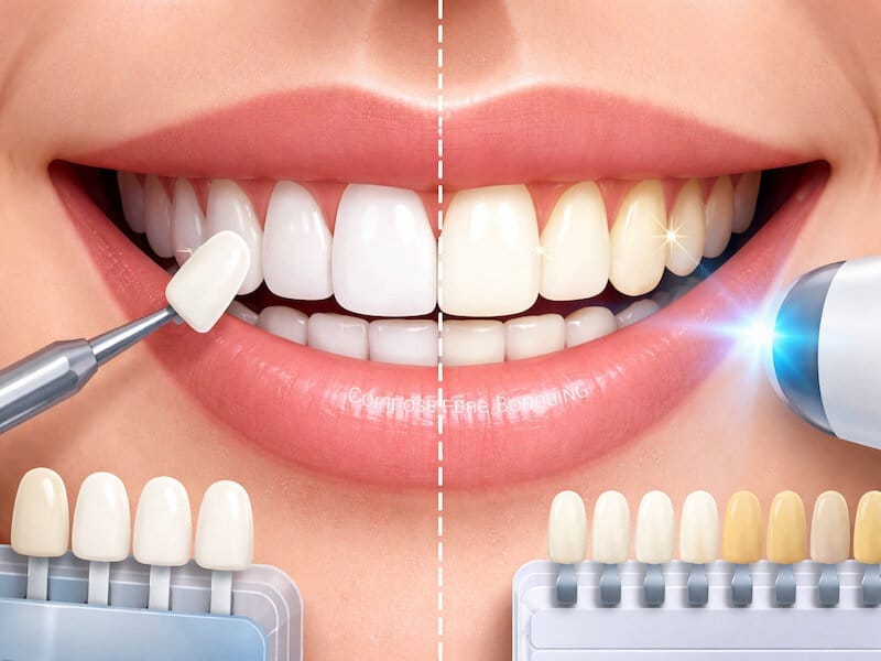 تفاوت ظاهری دندان‌ها در روش‌های کامپوزیت و بلیچینگ