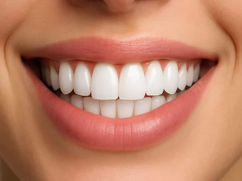 یک مقایسه کلوزآپ از دو لمینت؛ یکی با شفافیت بالا و ظاهر طبیعی و دیگری با کدورت بالا و ظاهر مصنوعی. بدون استفاده از متن در پس زمینه همراه با نور و محیط طبیعی با اندازه ۸۰۰ در ۶۰۰ پیکسل
