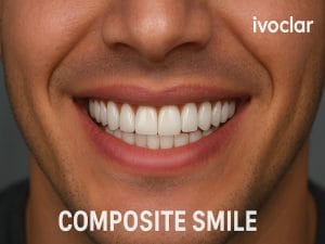 عکس لبخند بیمار بعد از کامپوزیت با برند Ivoclar