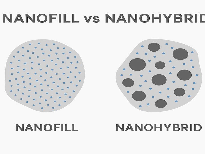 بهترین نوع کامپوزیت دندان کدام است | تفاوت نانوفیل و نانوهیبرید