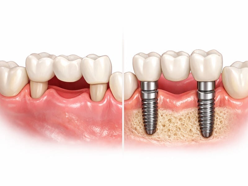 مقایسه روکش دندان متصل به هم (بریج دندان) با ایمپلنت