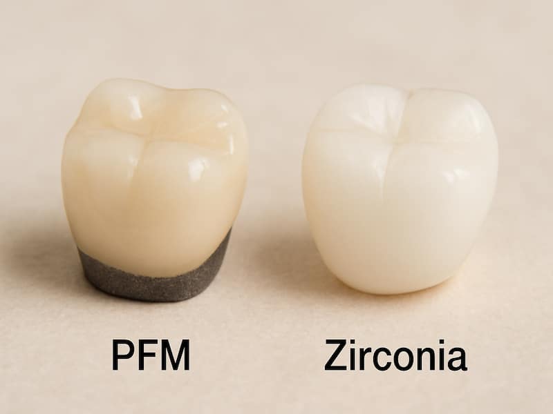 مقایسه روکش پی اف ام با روکش زیرکونیا