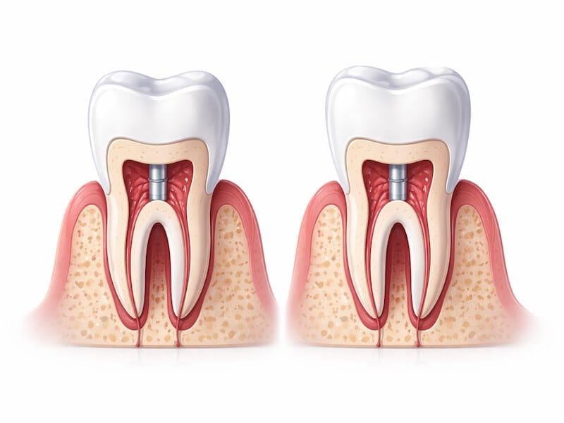 دندان عصب کشی شده قبل و بعد از روکش