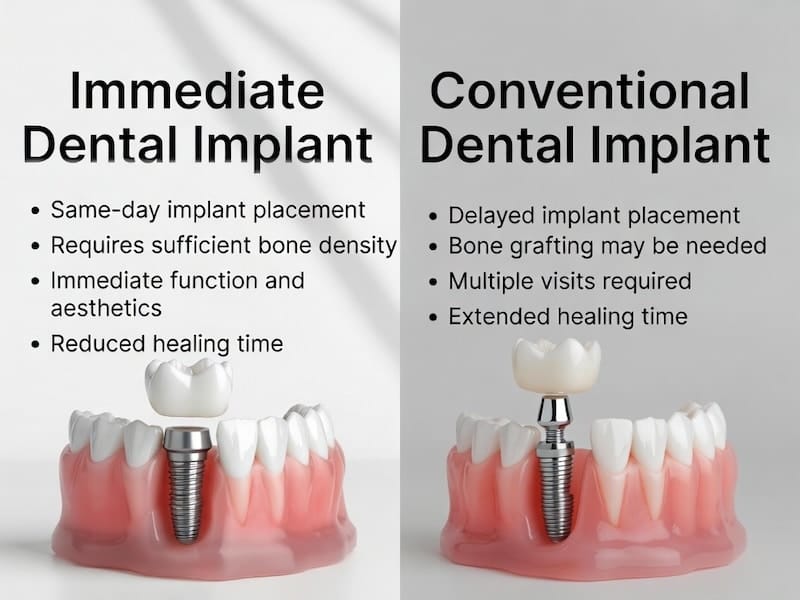 فرق ایمپلنت فوری با معمولی و مقایسه روش‌های کاشت دندان