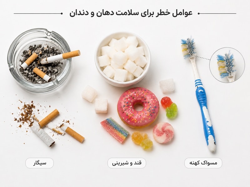 عوامل ایجاد عفونت لثه از جمله سیگار و تغذیه نامناسب